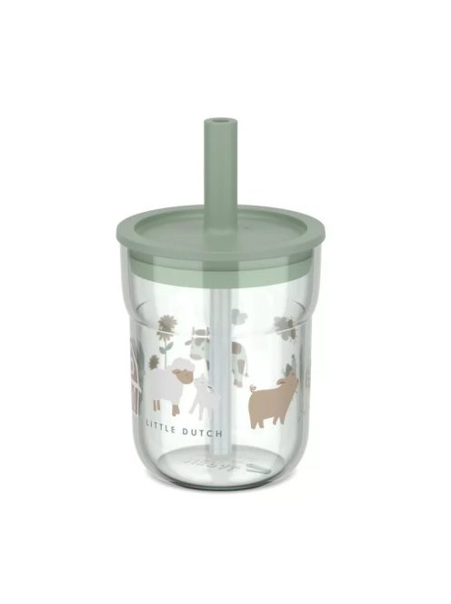 Little Dutch gyerek pohár szívószállal 250 ml - Little Farm
