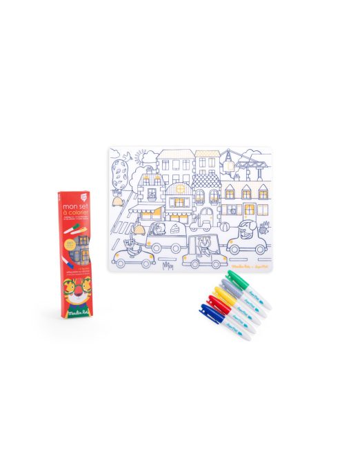 Moulin Roty - Vidámság - Szilikon színező 5 db filctollal