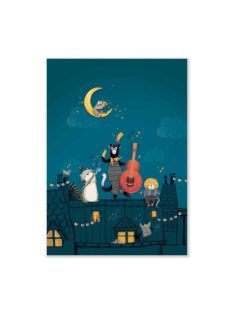   Moulin Roty - Szép képek - Poszter gyerekszobába 50 x 70 cm- Éjjel a tetőn