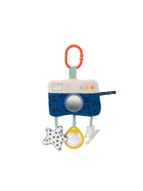 Moulin Roty - Pamacs és Pamut - Fellógatható, készségfejlesztő plüss fényképezőgép (29 cm)