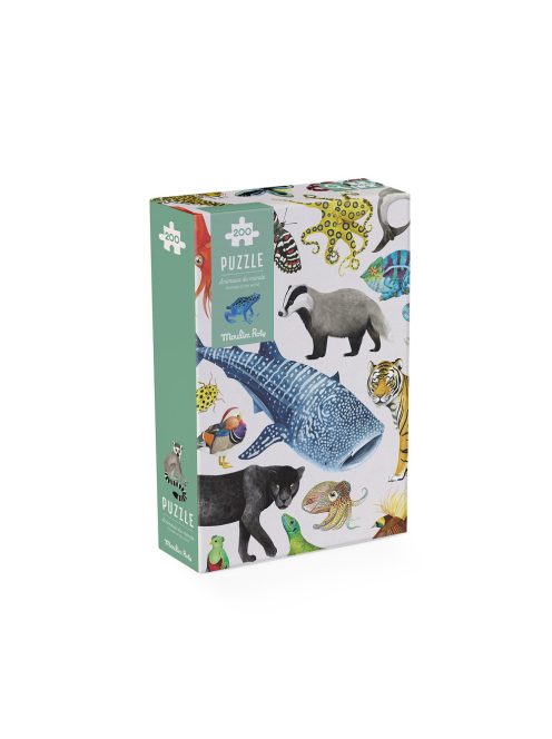 Moulin Roty - A világ körül - A világ állatai puzzle - kirakó (200 db-os)