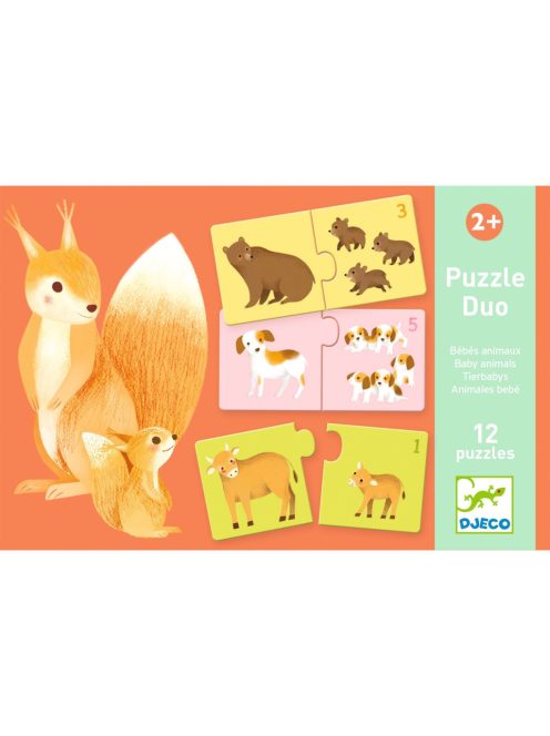 Djeco Párosító puzzle - Kié a kölyök, 24 db-os - Baby animals